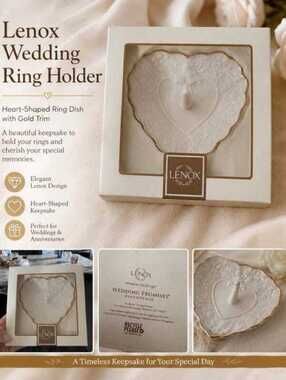 Lenox Wedding Promises Heart-Shaped Ring Holder with Gold Trim